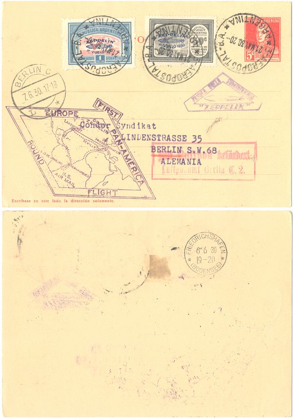GA ZEPPELINPOST Argentinien-Deutschland, 1930 - 95,00 Eur