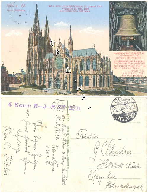 AK KLN a.
                  Rhein, DOM Sdseite, KAISERGLOCKE Feldpost 1916 - 6,00
                  Eur