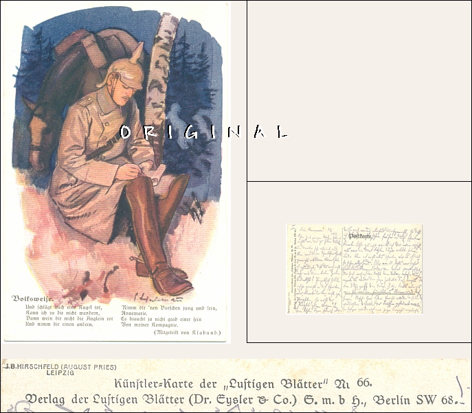 Knstlerkarte SOLDAT schreibt Brief 1916 - 7,00 Eur
