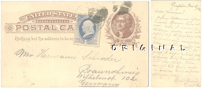 US-Post-GA +1-Cent-Marke 1886 nach Braunschweig