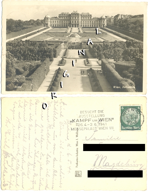 Fotokarte WIEN Belvedere, Leute
                  1941 gelaufen - 10,00 Eur