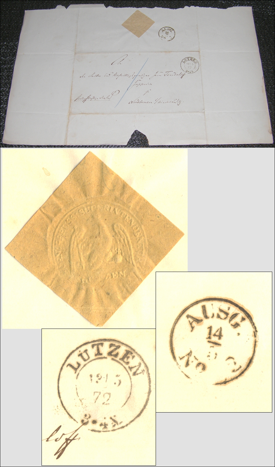 Brief 1872 von LÜTZEN (Anhalt) nach LÜBBENAU (Niederlausitz) - 25,00 Eur
