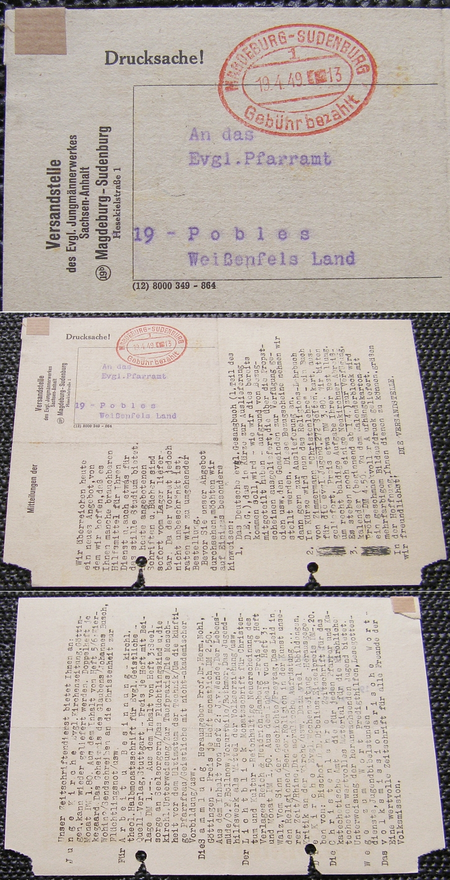 Brief GEBÜHR BEZAHLT 1949 MAGDEBURG - POBLES - 12,00 Eur
