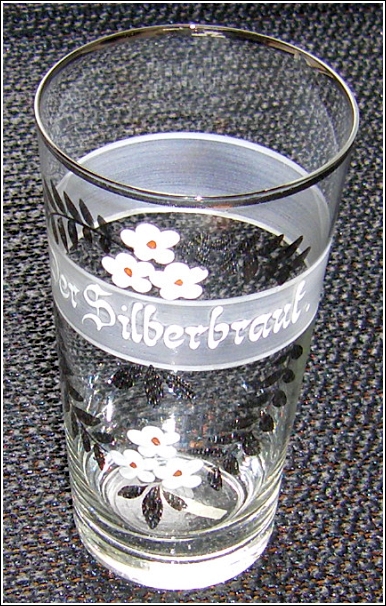 Uraltes Trinkglas: 'DER SILBERBRAUT' (zur Silberhochzeit), 12,5 cm - 20,00 Eur
