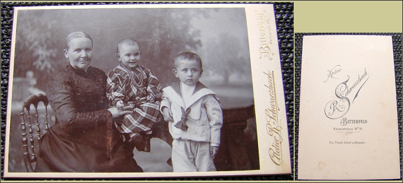 Großes Kabinettfoto vor 1900: KINDER & OMA aus Bitterfeld - 13,00 Eur