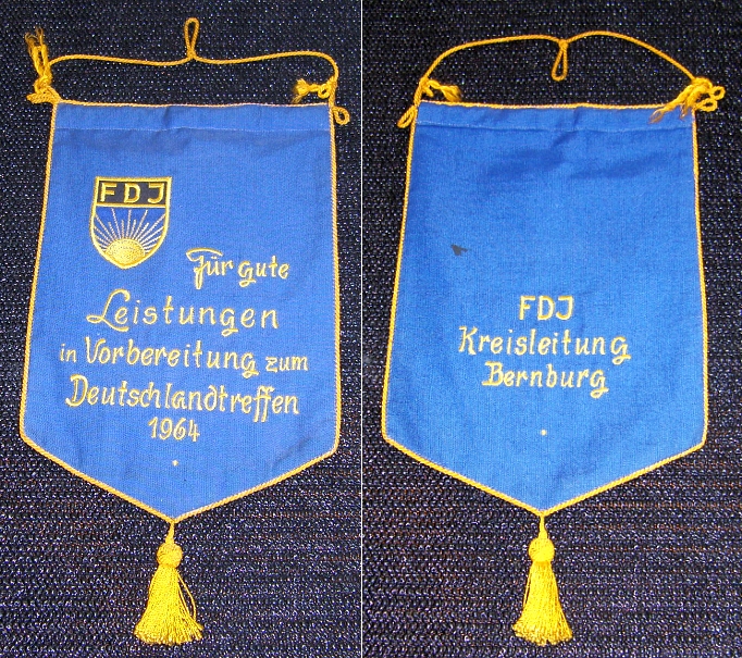 DDR-Wimpel: FDJ Kreisleitung BERNBURG 1964 - 15,00 Eur