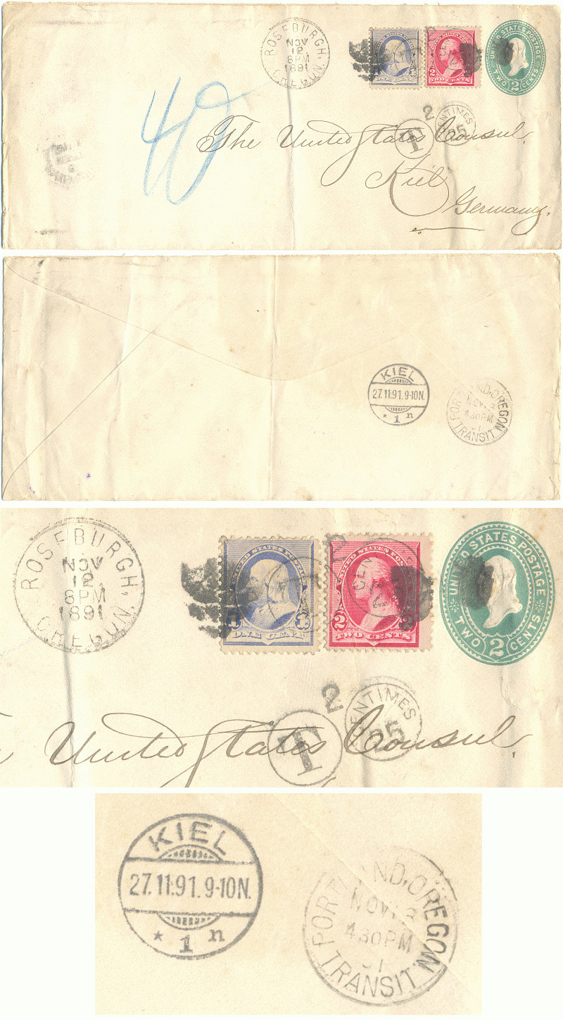 GA + BM: OREGON - GERMANY 1891 an US-Konsul - 20,00 Eur