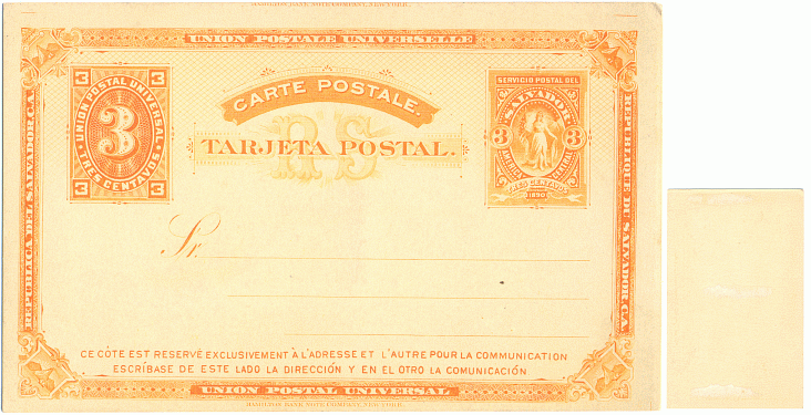 GA, Ganzsache: SALVADOR, Zentralamerika, 1890; blanko - 20,00 Eur