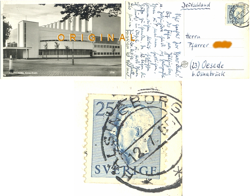 Fotokarte,
                AK: HELSINGBORG Konzerthaus SCHWEDEN; 1955 nach Oesede -
                12,00 Eur