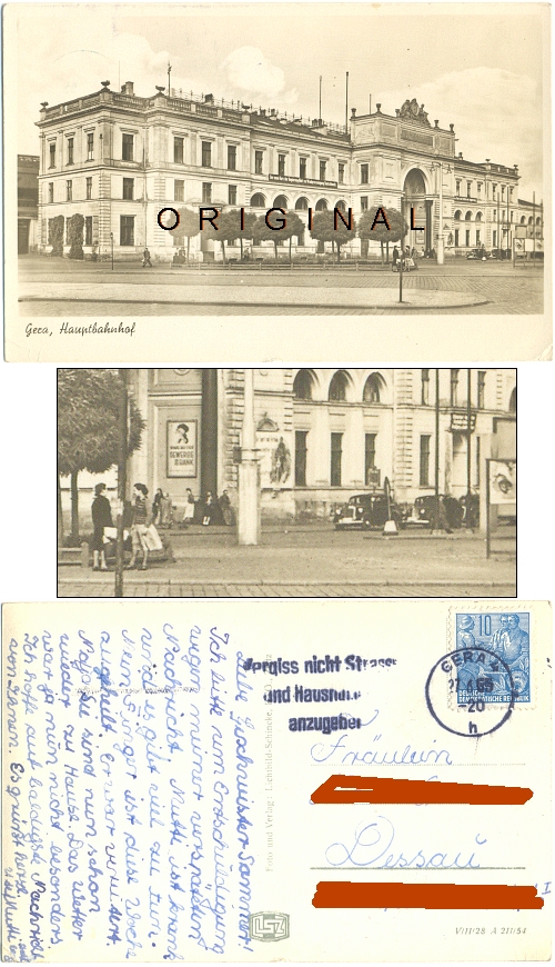 Fotokarte: GERA Hauptbahnhof, 1954 - 8,00 Eur