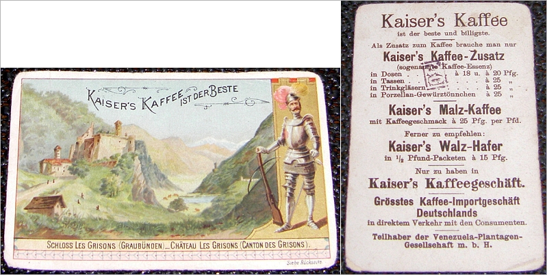 Sammelbild: KAISERS KAFFEE: Schloss GRISONS (Graubnden) - 5,00 Eur