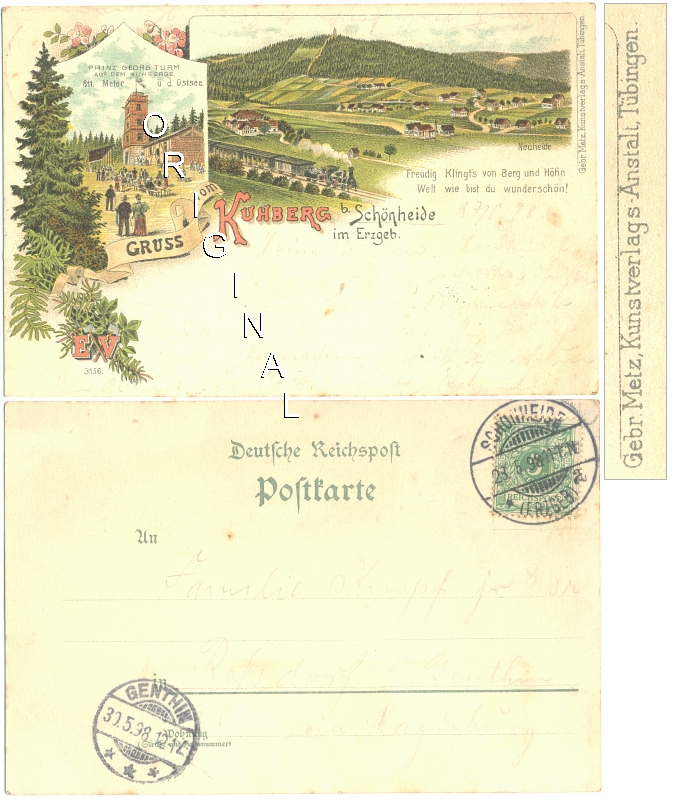 LITHO: KUHBERG b. Schnheide, Erzgeb.; 2 Abb.: 1898 gel. - 15,00 Eur