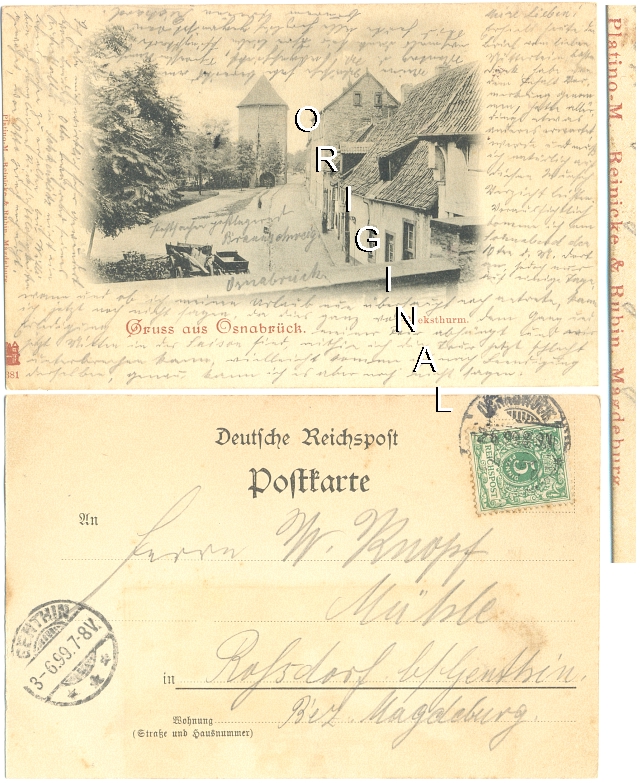 AK: OSNABRCK Bocksthurm, Huser, 1899 gelaufen - 15,00 Eur