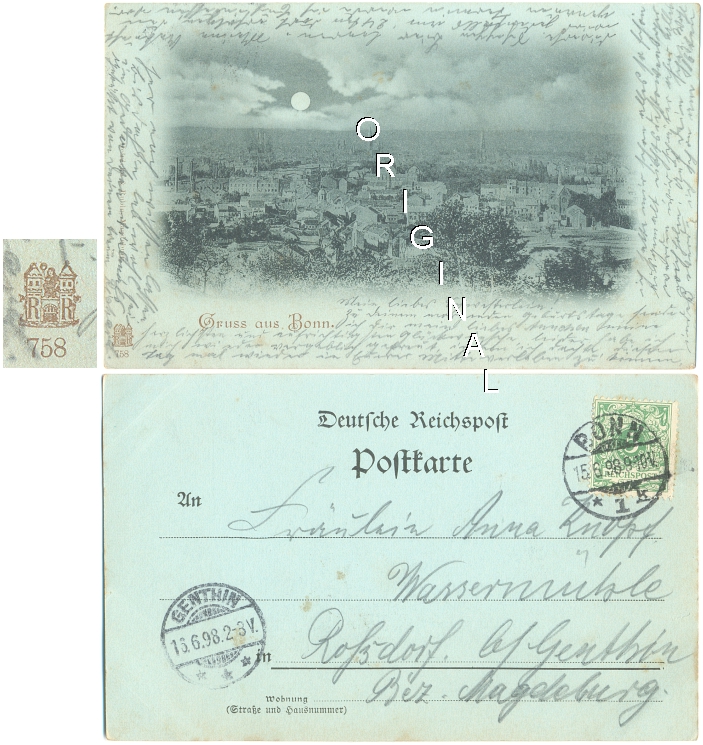 Panorama bei Mondschein; 1898 gelaufen - 15,00 Eur