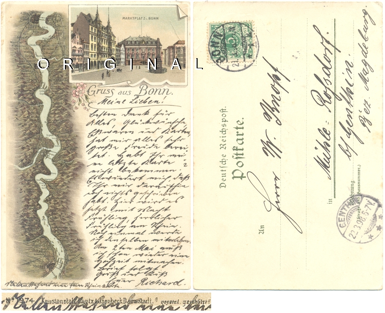 LITHO: Landkarte, Markt; 1898 gelaufen - 20,00 Eur