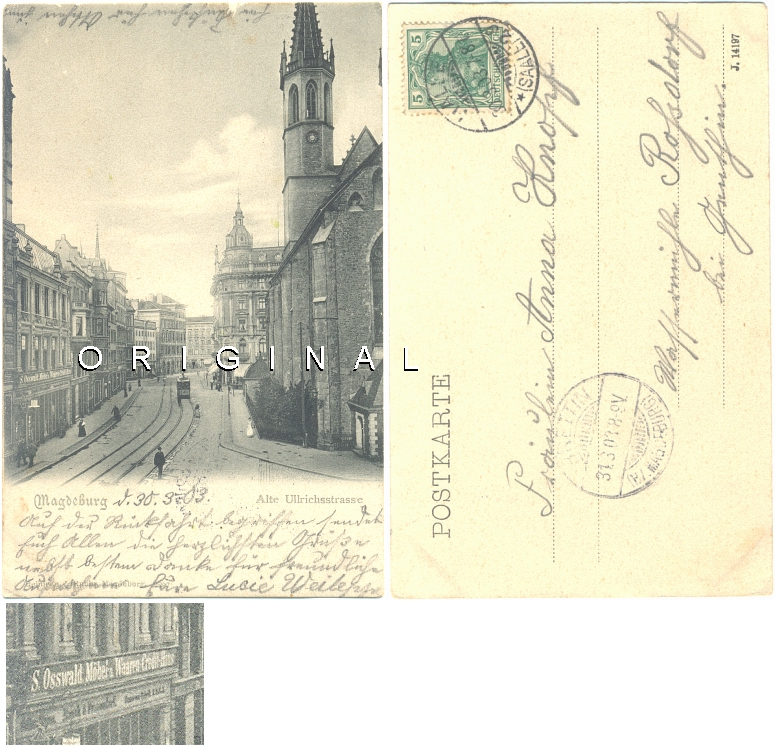 MAGDEBURG Alte Ullrichstr., S. OSSWALD Mbel, 1903 - 15,00 Eur