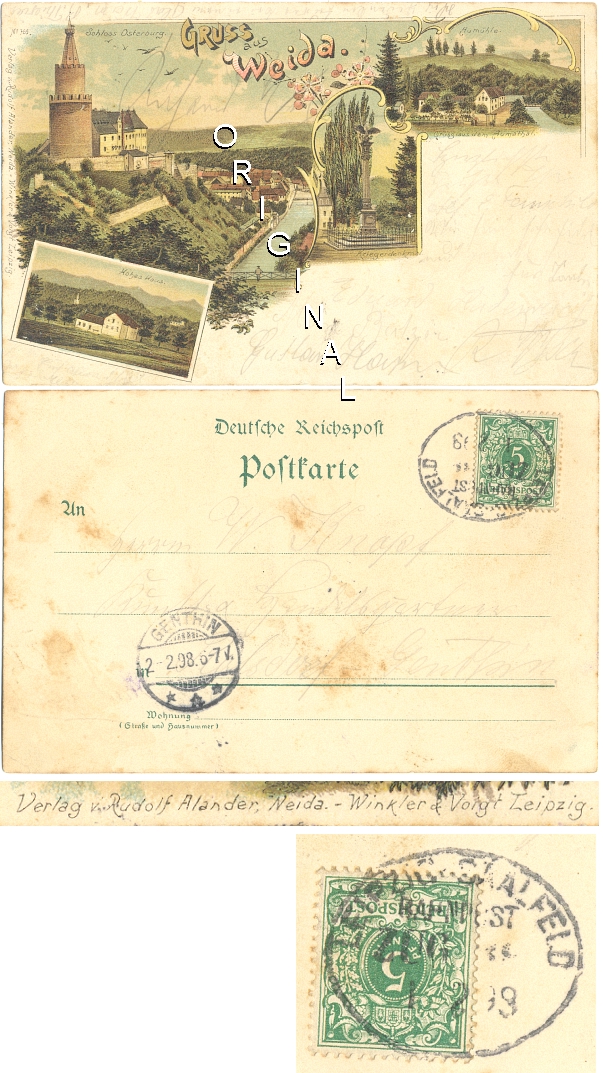 LITHO: WEIDA (Thr.) 4 Ansichten; 1898 gelaufen - 18,00 Eur