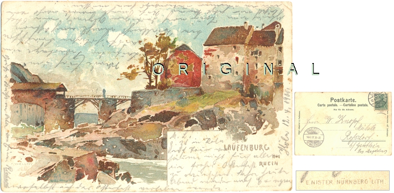 LITHO: LAUFENBURG am Rhein
                (Aargau); 1900 gelaufen - 15,00 Eur