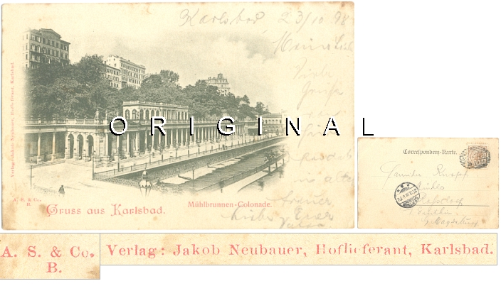 AK KARLSBAD:
                  Mühlbrunnen-Colonade; 1898 nach Roßdorf
                  gelaufen - 15,00 Eur