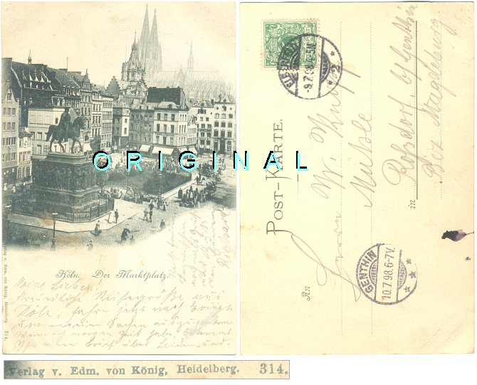 AK: KLN, Marktplatz; 1898 gelaufen - 10,00 Eur