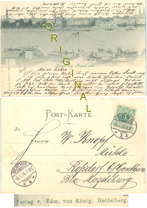 BONN von Beuel aus; 1898 gelaufen - 10,00 Eur