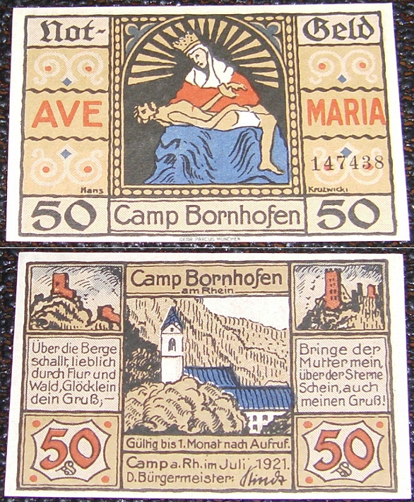 Notgeld: 50 Pf. CAMP BORNHOFEN (Rheinland-Pfalz) 1921 - 6,00 Eur