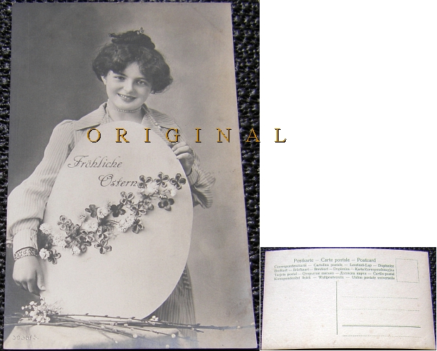 Ostern (54) Frau mit Riesen-Ei; ca. 1910 - 4,00 Eur