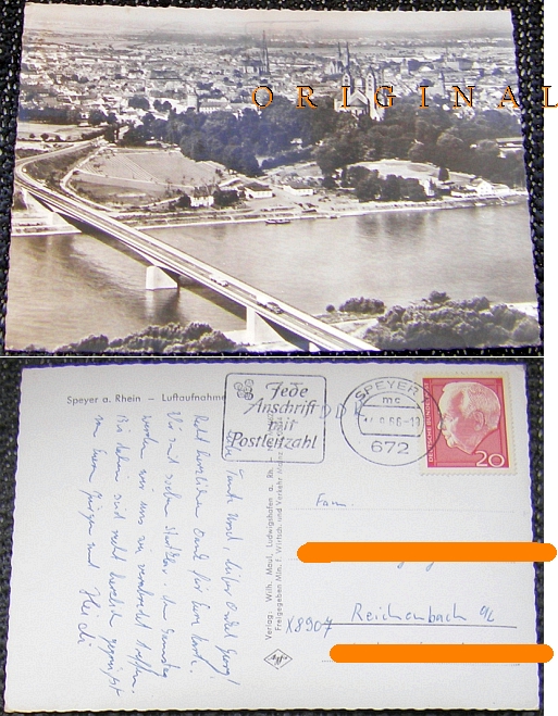 Fotokarte: SPEYER am Rhein 1966 gel., Stempel: Jede Anschrift mit Postleitzahl - 4,00 Eur