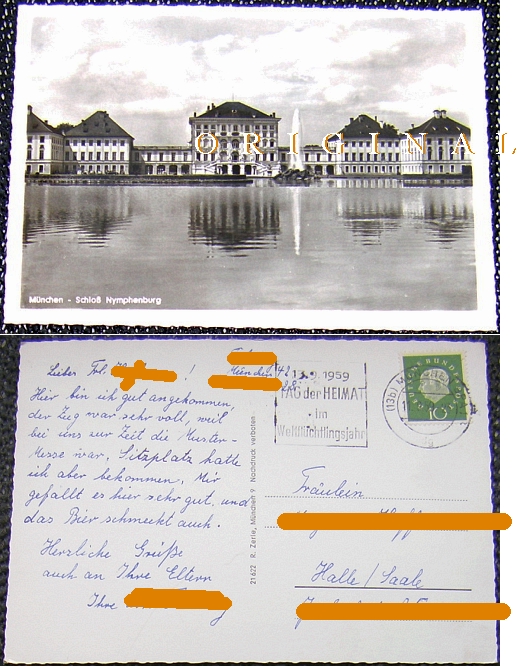 Fotokarte: MNCHEN Schloss Nymphenburg; 1959 gelaufen - 3,00 Eur