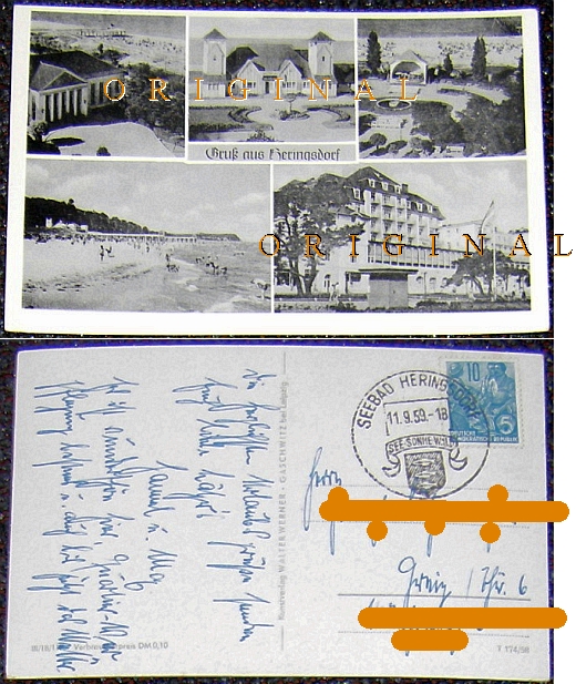 HERINGSDORF (Usedom) 5 Ansichten; 1959 gelaufen - 3,00 Eur