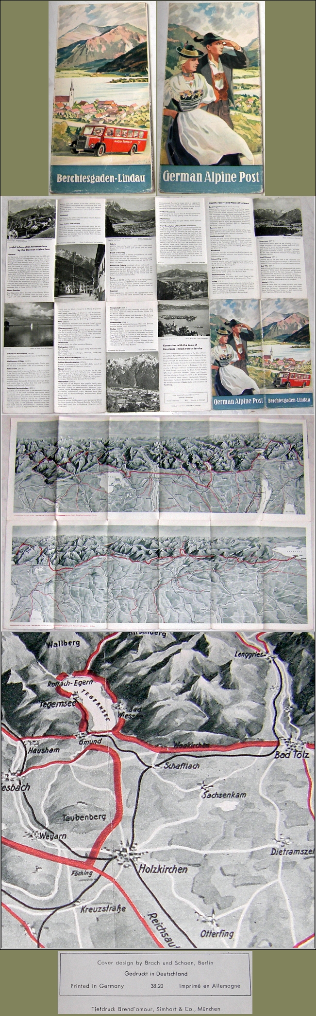Altes Mehrfach-Faltblatt: BERCHTESGADEN-LINDAU German Alpine Post (in englischer Sprache) - 8,00 EUR