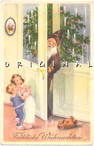 AK: WEIHNACHTEN Weihnachtsmann mit braunem Mantel; ca. 1930 - 12,00 EUR